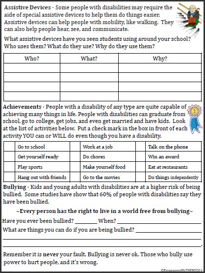 Worksheets For Adults With Developmental Disabilities