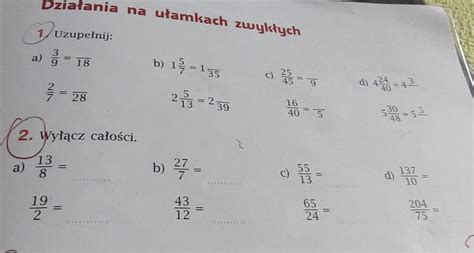 Działania na ułamkach zwykłychza 2 zadania 10 punktów i naj Brainly pl