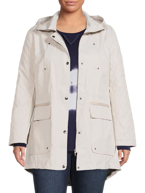 Yoki Womens Plus Size Lightweight Hooded Anorak Jacket