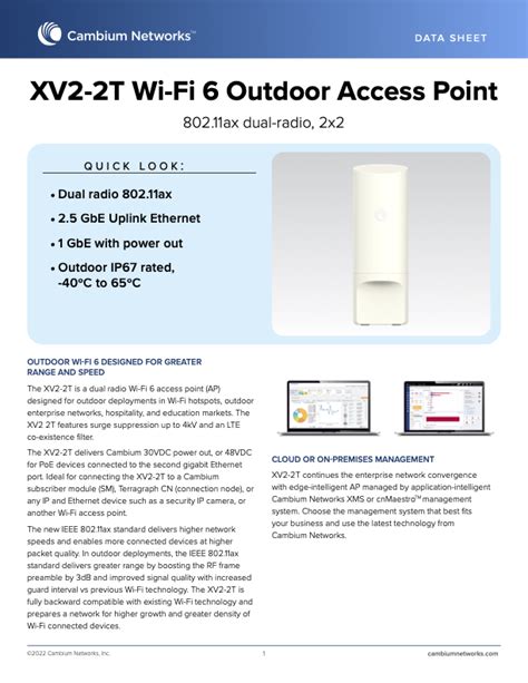 Data Sheet Xv T Wi Fi Outdoor Access Point Curiositi