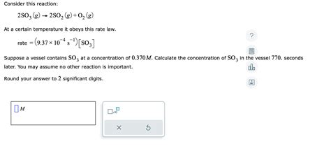 Solved Consider This Reaction 2SO3 G 2SO2 G O2 G At A Chegg