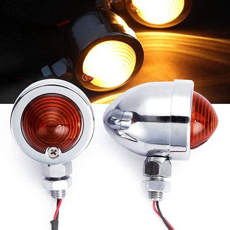 Motorcycle Turn Signals 2pcs Chrome Front Rear Turn Signals 12v With Bullet Shape