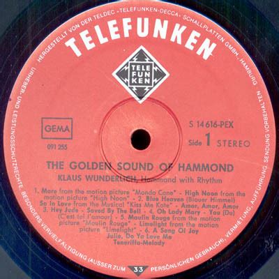 Klaus Wunderlich The Golden Sound Of Hammond Vinyl Lp Album Lp