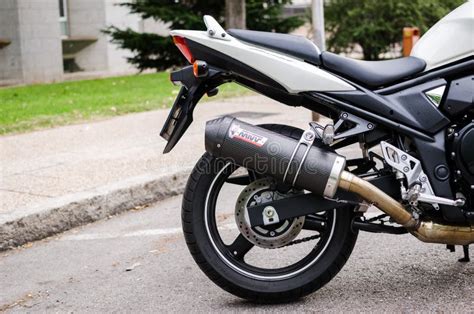 MADRID JULY 7 2014 White Suzuki Bandit Motorbike Mivv Carbon Fiber