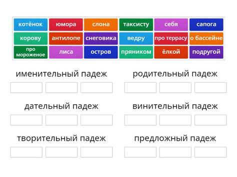 падежи - Групповая сортировка