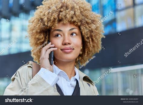 Beautiful Woman Curly Blonde Hair Has Stock Photo Shutterstock