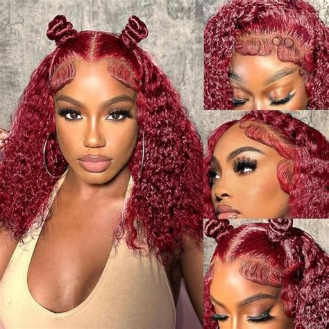 Amazon Jkd J Burgundy Deep Wave Lace Front Wigs Human Hair X