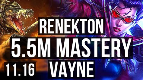 RENEKTON Vs VAYNE TOP DEFEAT 5 5M Mastery 1100 Games