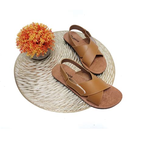 Jual Sandal Kulit Wanita Elgece Non Slip Flat Sendal Tali Belakang