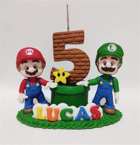 Topo De Bolo Super Mario E Luigi Elo Produtos Especiais