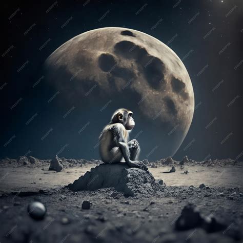 Premium AI Image | Monkey on The Moon