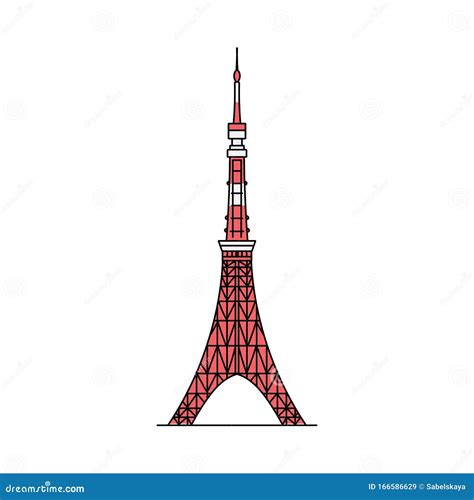 Red Tokyo Tower Icon Isolated on White Background Stock Vector ...