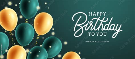 Birthday Message Vector Design Happy Birthday Greeting Text In Green Copy Space With Gold