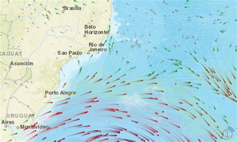 Frente fria gera ventos intensos nas regiões Sul e Sudeste Marinha do