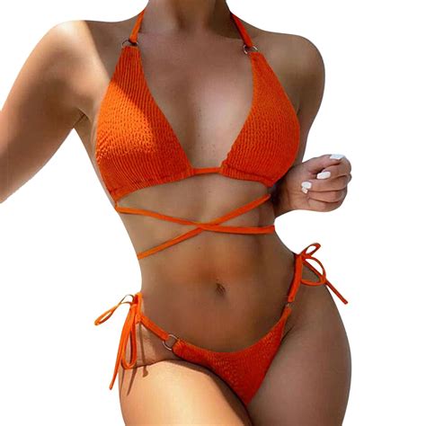MSJUHEG Bralette Bikini Set Bathing Suit For Women Bikini Spaghetti Straps Bikinis Set Bikini