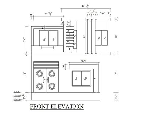 Download Free Simple House Front Elevation Design Autocad File Cadbull