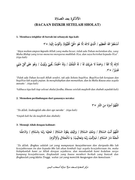 Bacaan Dzikir Setelah Sholat Mtc Pdf