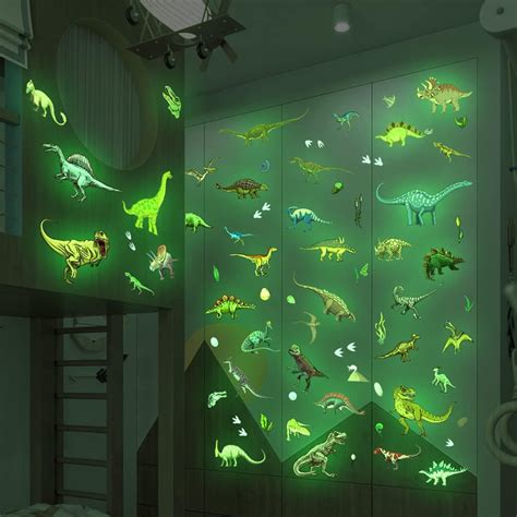 Prabahdak Calcoman As De Pared De Dinosaurio Que Brillan En La