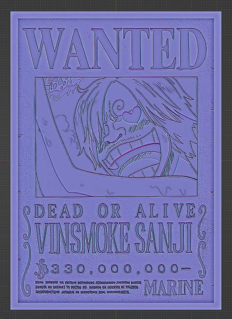 sanji wanted poster - one piece 3D model 3D printable | CGTrader