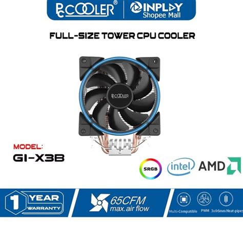 Pc Cooler Gi X3bx4sx5r Rgb Full Size Tower Cpu Cooler Fan 120mm With Central Ligth 4pin