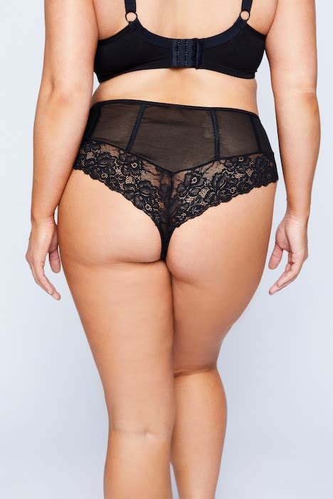 Culotte brésilienne ouverte bandes fantaisie et dentelle Culottes Lingerie