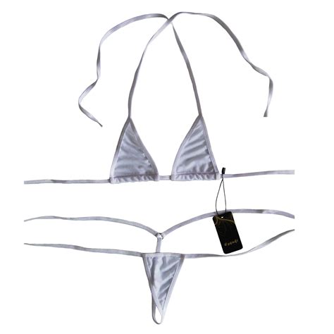 Esquki Womens Sheer Extreme Bikini Halterneck Top And Tie Sides Micro Thong Sets Affordable