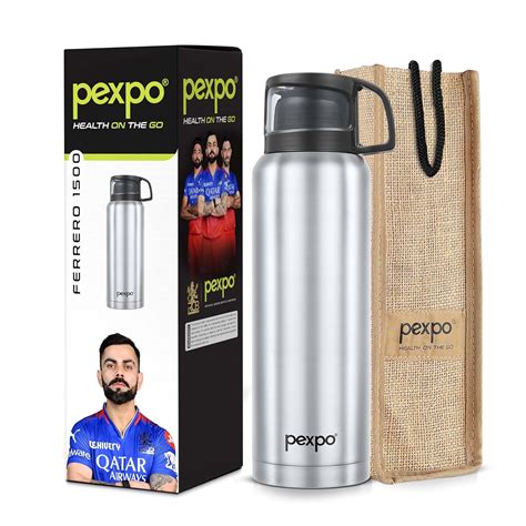 Pexpo Fererro Pro Isi Certified Vacuum Insulated Hot Cold Stainless Steel Flask Jute Bag