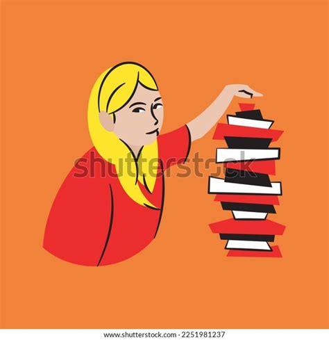 Illustration Blonde Girl Posing Strange Object Stock Vector Royalty Free Shutterstock