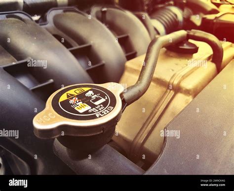 Engine Coolant Radiator Cap Engine Warning Sign Stock Photo Alamy