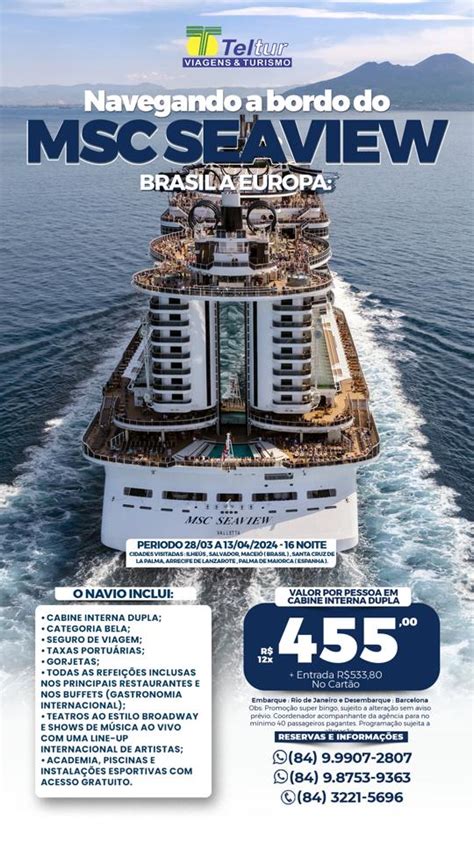 Cruzeiro Msc Seaview Travessia Teltur Viagens Turismo