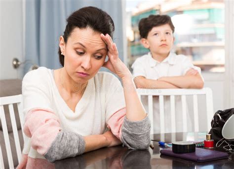 Sad Woman After Discord With Son Stock Image Image Of Depression