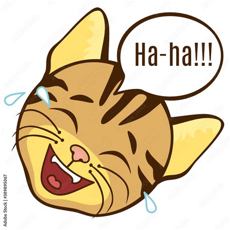 ha-ha emoticon with a funny laughing laugh cat, color emoji on white ...