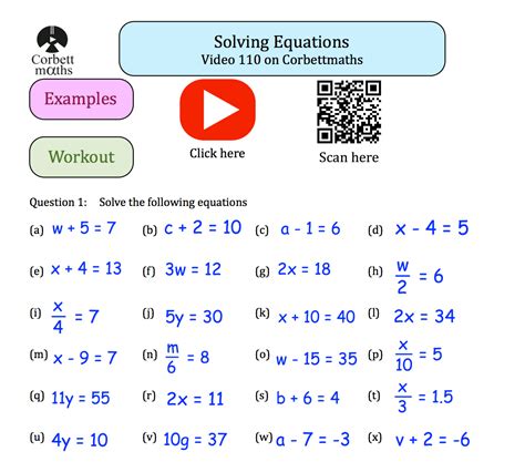 Solving Equations Textbook Exercise Corbettmaths Worksheets Library