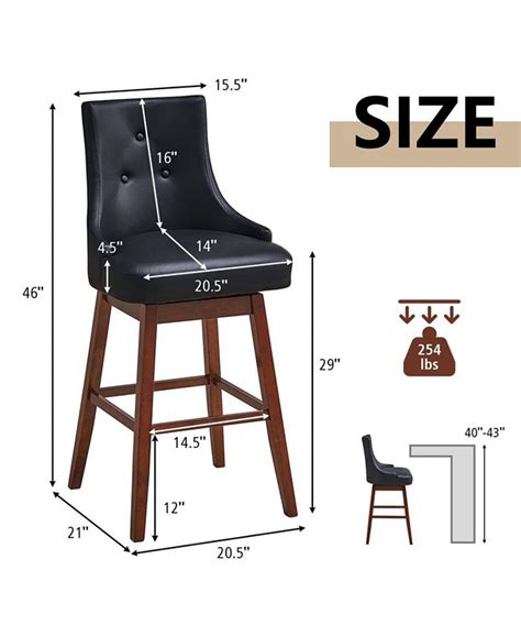 Slickblue 2 Pieces 29 Inch Pub Height Swivel Upholstered Bar Stools