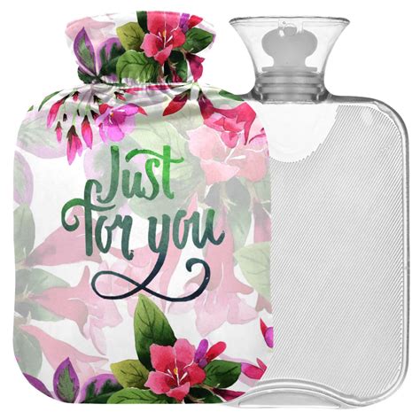 Naanle L Flower Pattern Hot Water Bottle Large Transparent Warm Up Bag For Bed Hand Foot