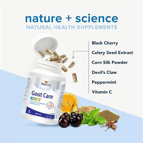 Gout Care Joint Supplement Reduces elevated uric acid blood levels