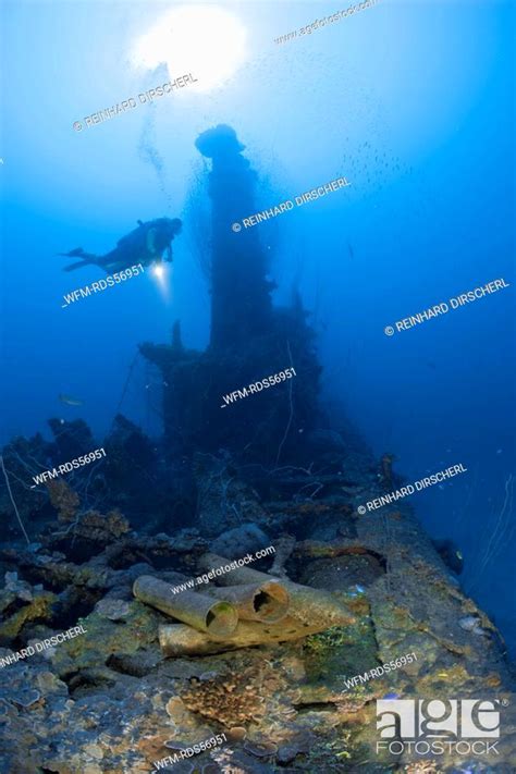 Diver And Munition Under Tower Of USS Apogon Submarine Bikini Atoll