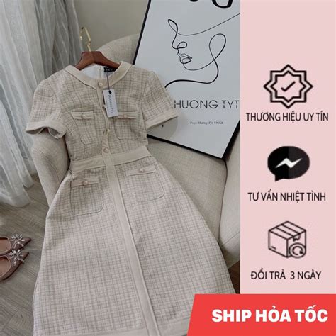 Váy Lorar vải Tweed DESIGN BY HUONGTYT lớp gam màu nude thanh lịch Hàng thiết kế may riêng