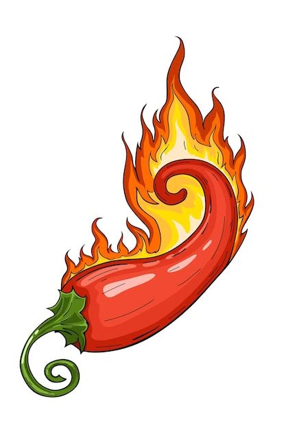 Premium Vector Red Hot Chili Pepper With Fire Vector Illustration
