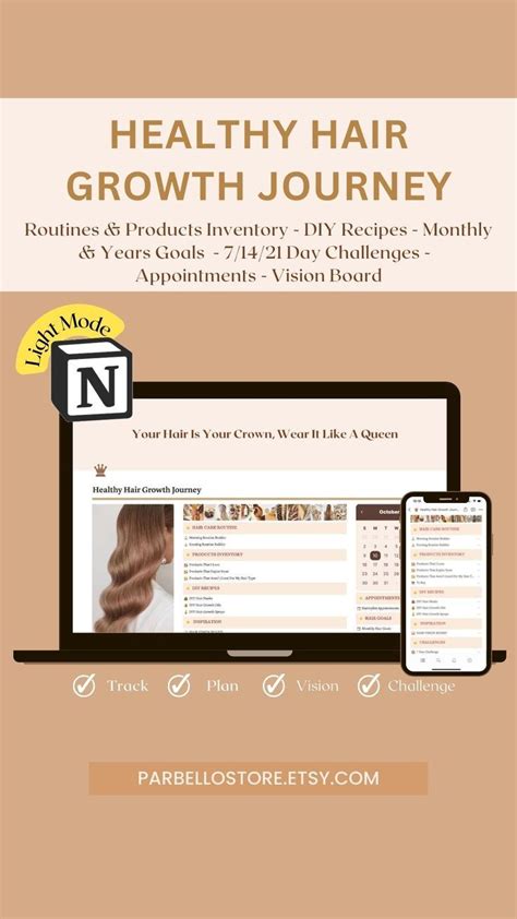 Notion Hair Care Template Tracker Routine Hair Care Healthy Hair