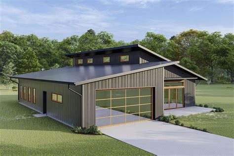 Modern Barndominium Plan Under 2000 Square Feet With Vaulted Great Room