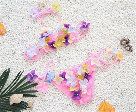 M Dchen Bikini Mit Blumenmuster J Lunzo De