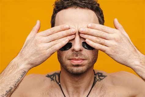 Close Up Portrait Of A Brunette Mid Aged Shirtless Man Stock Image Image Of Adult Patches