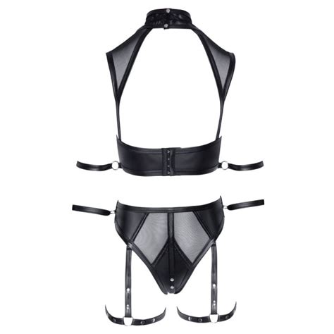 Cottelli Bondage Lingerie Set Mesh Zwart Sextoyland