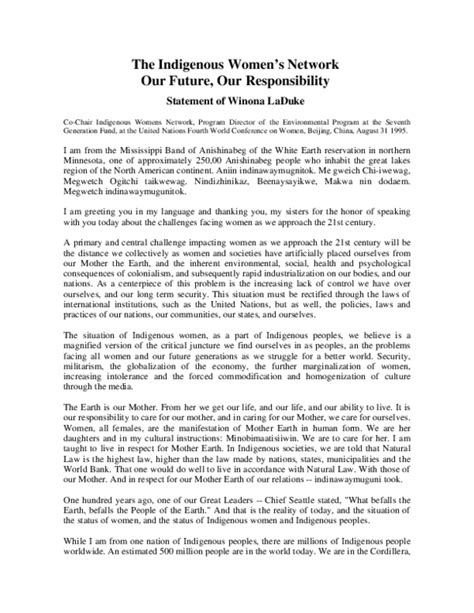Pdf The Indigenous Womens Network Our Future Our Responsibility