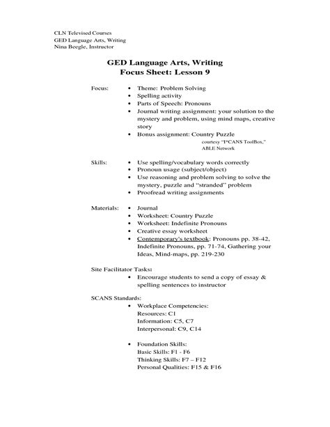 Free Printable Ged Worksheets