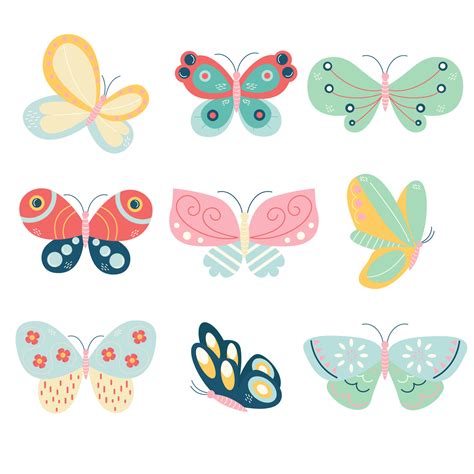 Una Colección De Diferentes Mariposas En Colores Pastel 16920032