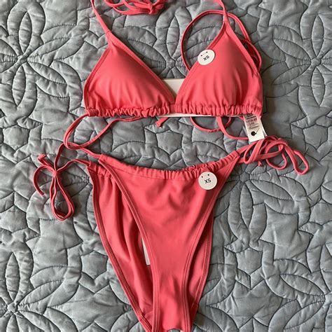 Asos Monki Bikini Top And Bottom Bright Pink With Depop
