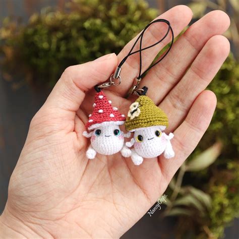 Crochet Pattern Mushroom Keychain Amigurumi Pattern Mushroom Etsy