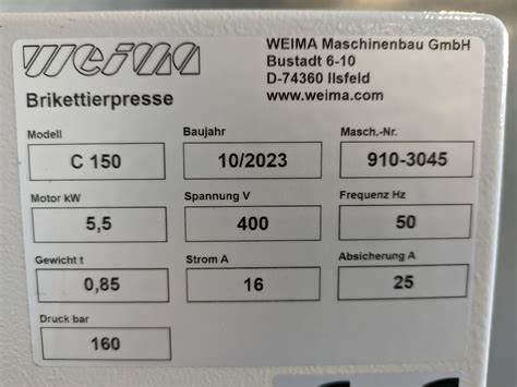 Brikettenpers Weima C150 - Talen machines
